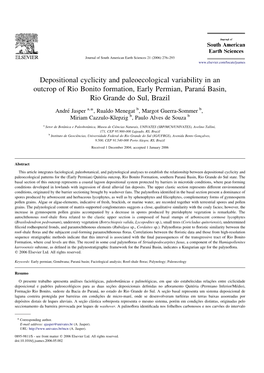 Depositional Cyclicity and Paleoecological Variability in an Outcrop of Rio Bonito Formation, Early Permian, Parana´ Basin, Rio Grande Do Sul, Brazil