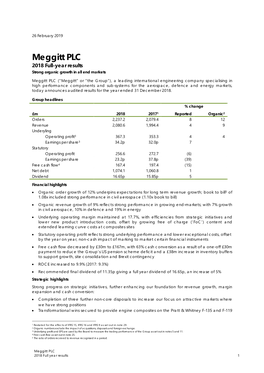 2018 Full-Year Results Strong Organic Growth in All End Markets