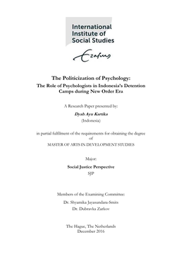 The Politicization of Psychology: the Role of Psychologists in Indonesia’S Detention Camps During New Order Era