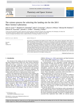 The Science Process for Selecting the Landing Site for the 2011 Mars Science Laboratory