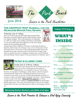 The Park Bench June 2016 Seniors in the Park Newsletter