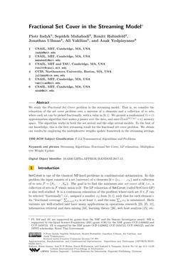 Fractional Set Cover in the Streaming Model∗