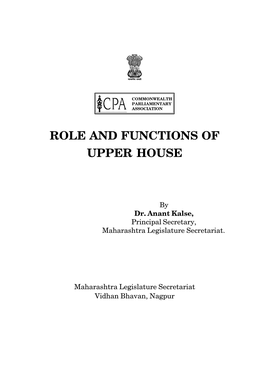 Role and Functions of Upper House