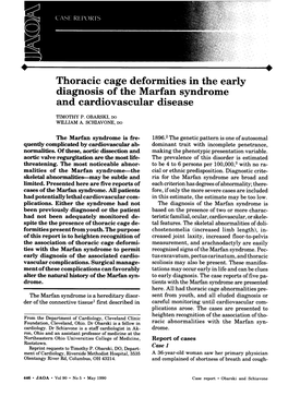 Thoracic Cage Deformities in the Early Diagnosis of the Marfan Syndrome and Cardiovascular Disease
