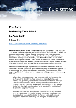 Post Cards: Performing Turtle Island by Anne Smith