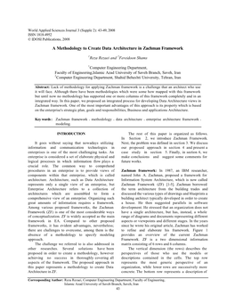 A Methodology to Create Data Architecture in Zachman Framework