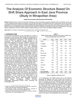 The Analysis of Economic Structure Based on Shift Share Approach in East Java Province (Study in Minapolitan Area)