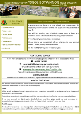 Bwletin Newyddion Ysgol Botwnnog News Bulletin