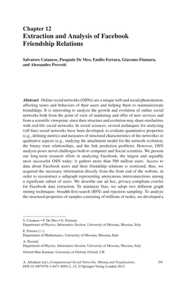 Extraction and Analysis of Facebook Friendship Relations