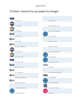 TV Select Lineup.Pdf