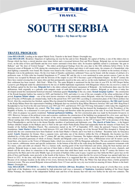 SOUTH SERBIA 5 Days – by Bus Or by Car