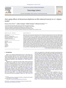 Anti-Aging Effects of Deuterium Depletion on Mn-Induced Toxicity in a C