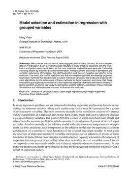 Model Selection and Estimation in Regression with Grouped Variables