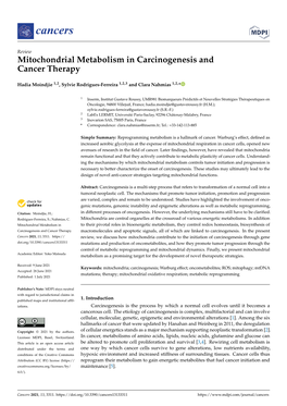 Mitochondrial Metabolism in Carcinogenesis and Cancer Therapy