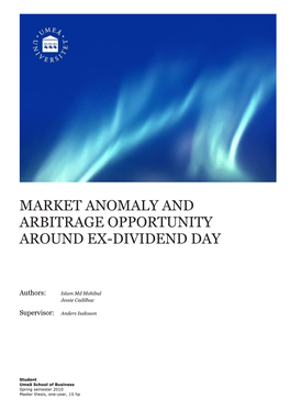 Market Anomaly and Arbitrage Opportunity Around Ex-Dividend Day