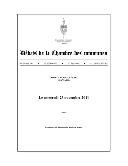 Débats De La Chambre Des Communes