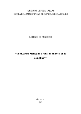 “The Luxury Market in Brazil: an Analysis of Its Complexity”