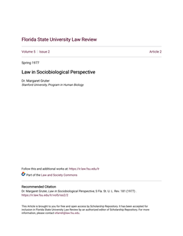 Law in Sociobiological Perspective