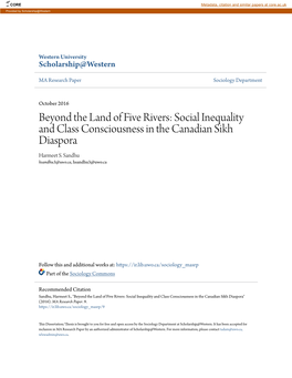 Social Inequality and Class Consciousness in the Canadian Sikh Diaspora Harmeet S