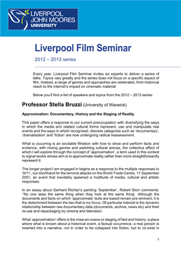 Liverpool Film Seminar 2012 – 2013 Series