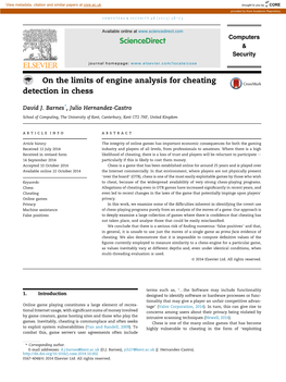 On the Limits of Engine Analysis for Cheating Detection in Chess