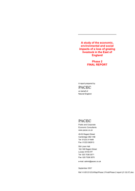 A Study of the Economic, Environmental and Social Impacts of a Loss of Grazing Livestock in the East of England