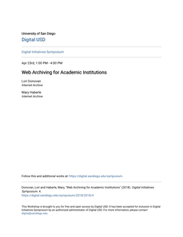 Web Archiving for Academic Institutions