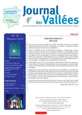 Le Journal Des Vallées N°78 Décembre 2020