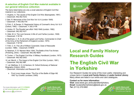 The English Civil War in Yorkshire