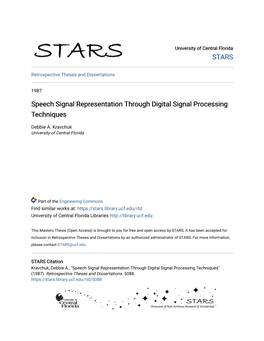 Speech Signal Representation Through Digital Signal Processing Techniques