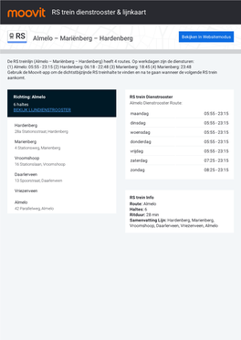 RS Trein Dienstrooster & Lijnroutekaart