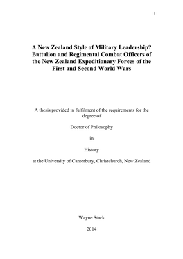 The New Zealand Army Officer Corps, 1909-1945