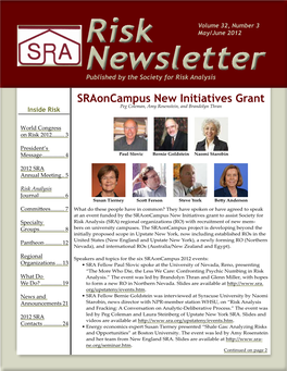 Sraoncampus New Initiatives Grant Peg Coleman, Amy Rosenstein, and Brandolyn Thran Inside Risk