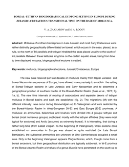 Boreal–Tethyan Biogeographical Ecotone Setting in Europe During Jurassic–Cretaceous Transitional Time on the Base of Mollusca