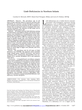 Limb Deficiencies in Newborn Infants