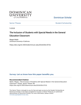 The Inclusion of Students with Special Needs in the General Education Classroom