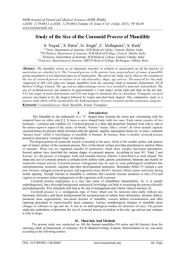 Study of the Size of the Coronoid Process of Mandible