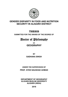 Thesis Submitted for the Award of the Degree Of
