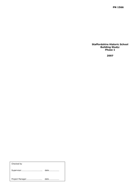 PN 1566 Staffordshire Historic School Building Study: Phase 1 2007