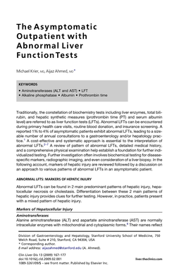 The Asymptomatic Outpatient with Abnormal Liver Function Tests 169 Leading to Shortage of Pyridoxal 50-Phosphate, Which Is a Cofactor for Both AST and ALT