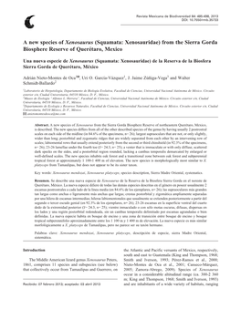 A New Species of Xenosaurus (Squamata: Xenosauridae) from the Sierra Gorda Biosphere Reserve of Querétaro, Mexico