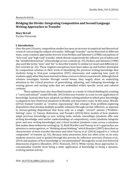 Bridging the Divide: Integrating Composition and Second Language Writing Approaches to Transfer