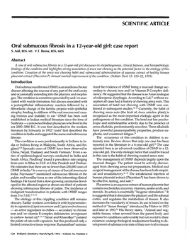 Oral Submucous Fibrosis in a Twelve-Year-Old Girl