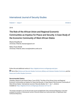 The Role of the African Union and Regional Economic Communities As Impetus for Peace and Security: a Case Study of the Economic Community of West African States