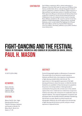 Fight-Dancing and the Festival Paul H. Mason