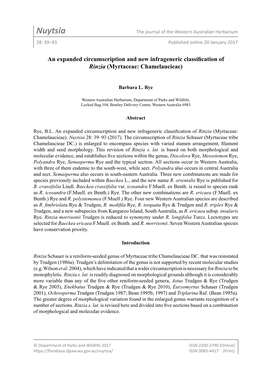 Nuytsia the Journal of the Western Australian Herbarium 28: 39–93 Published Online 20 January 2017