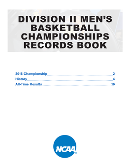 Division Ii Men's Basketball Championships Records Book