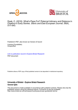 Doak, C. (2016). What's Papa For? Paternal Intimacy and Distance In