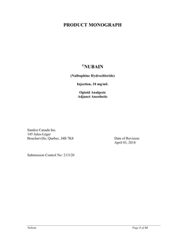 Nubain Product Monograph.Pdf