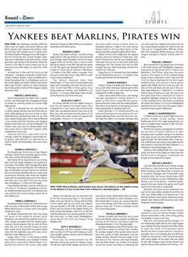 Yankees Beat Marlins, Pirates Win